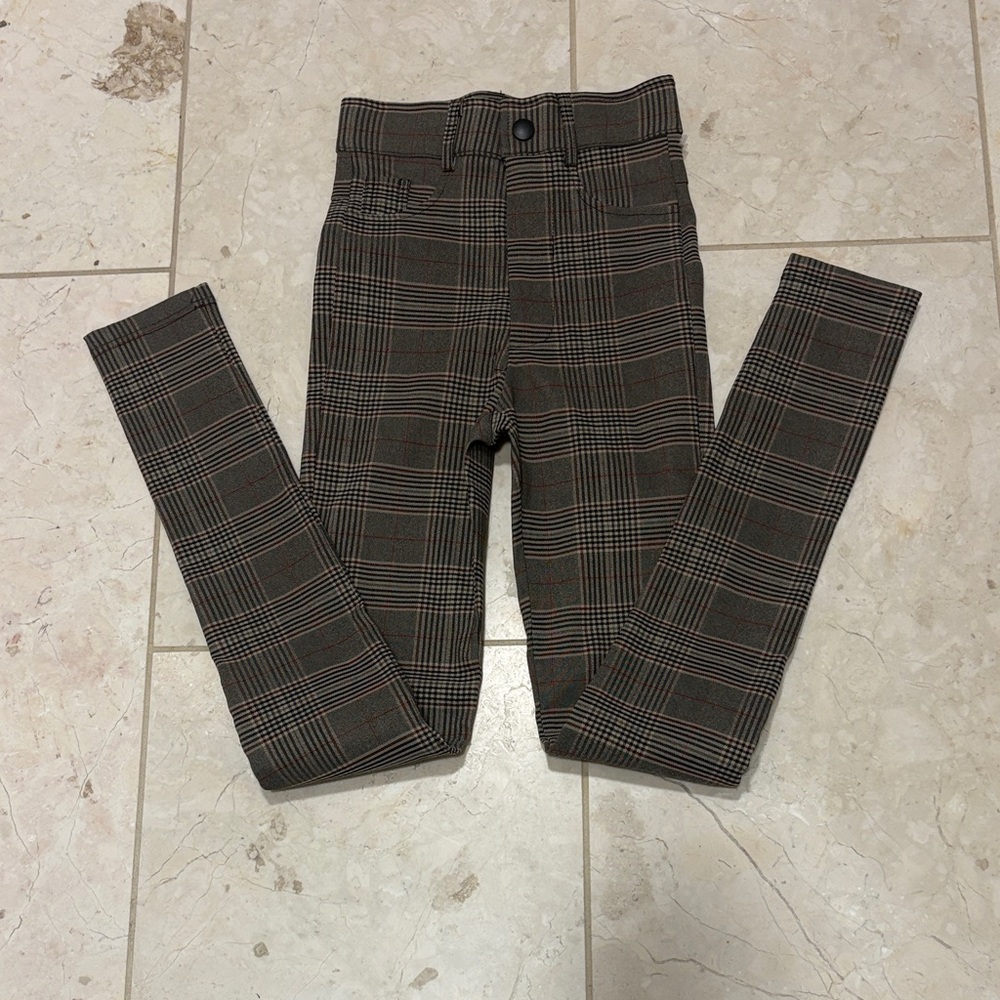 Princess Polly Women's Plaid Skinny Pants in Brown and Black